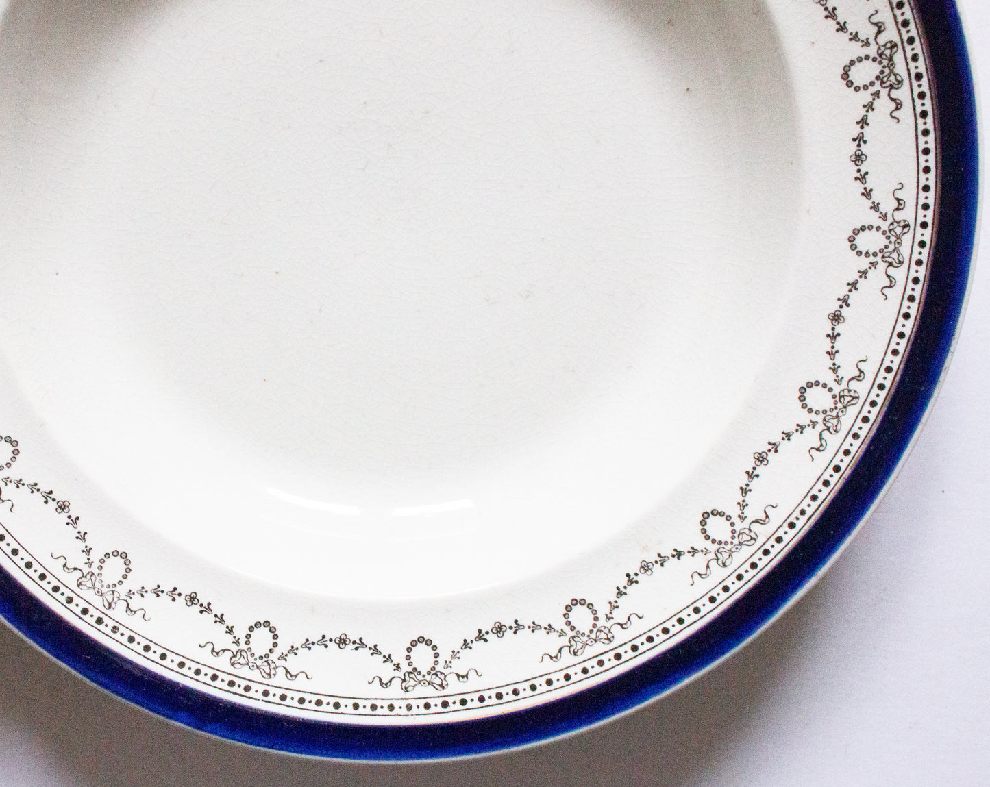 Antique Navy and Silver Rimmed Soup Bowls (2)