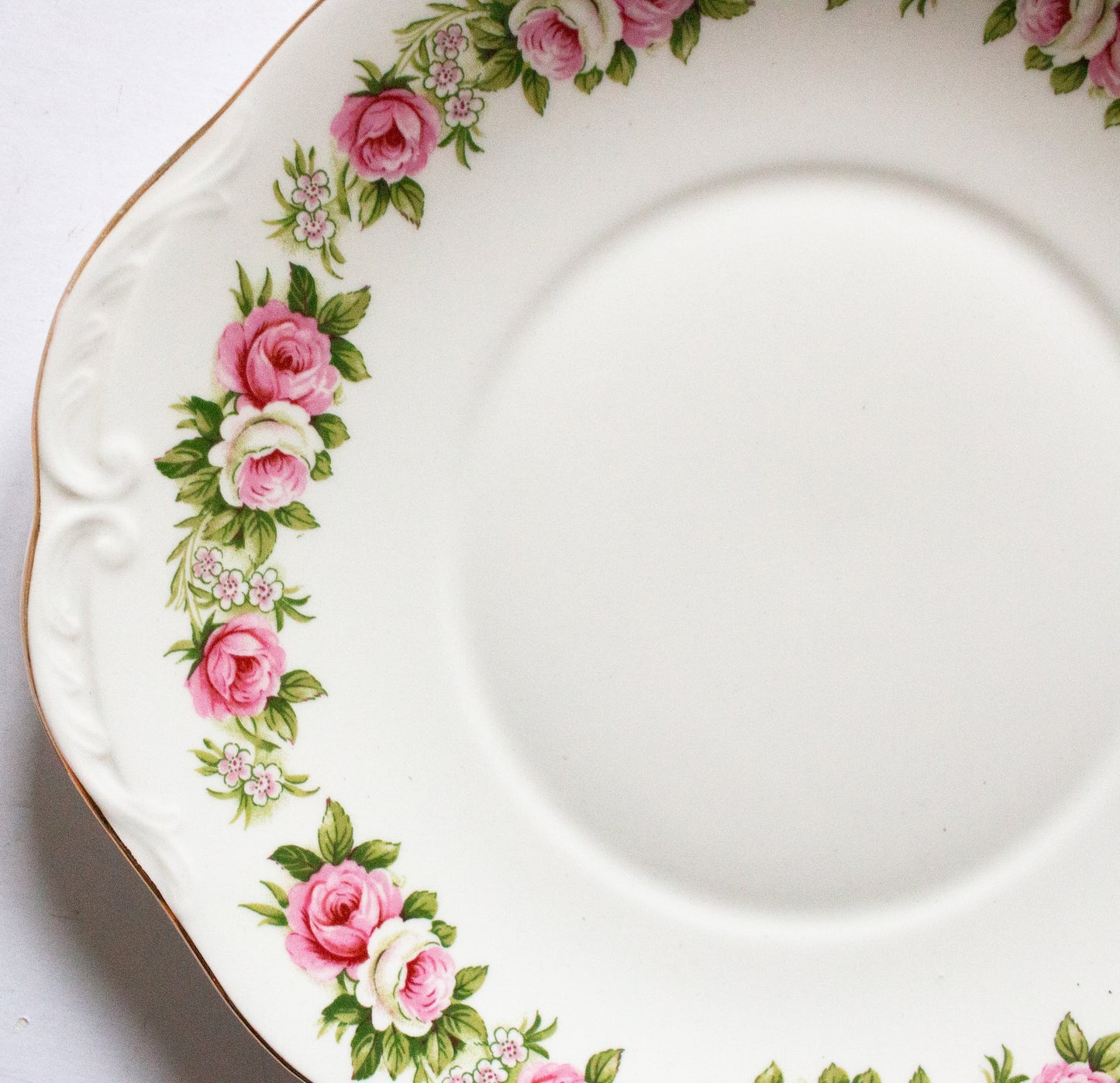 Colclough Pink and Floral Pattern Cake Plate or Serving Plate