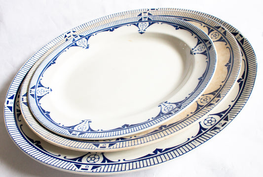 Burgess & Leigh Burleigh Ware Graduated Blue and White Serving Platters (3)