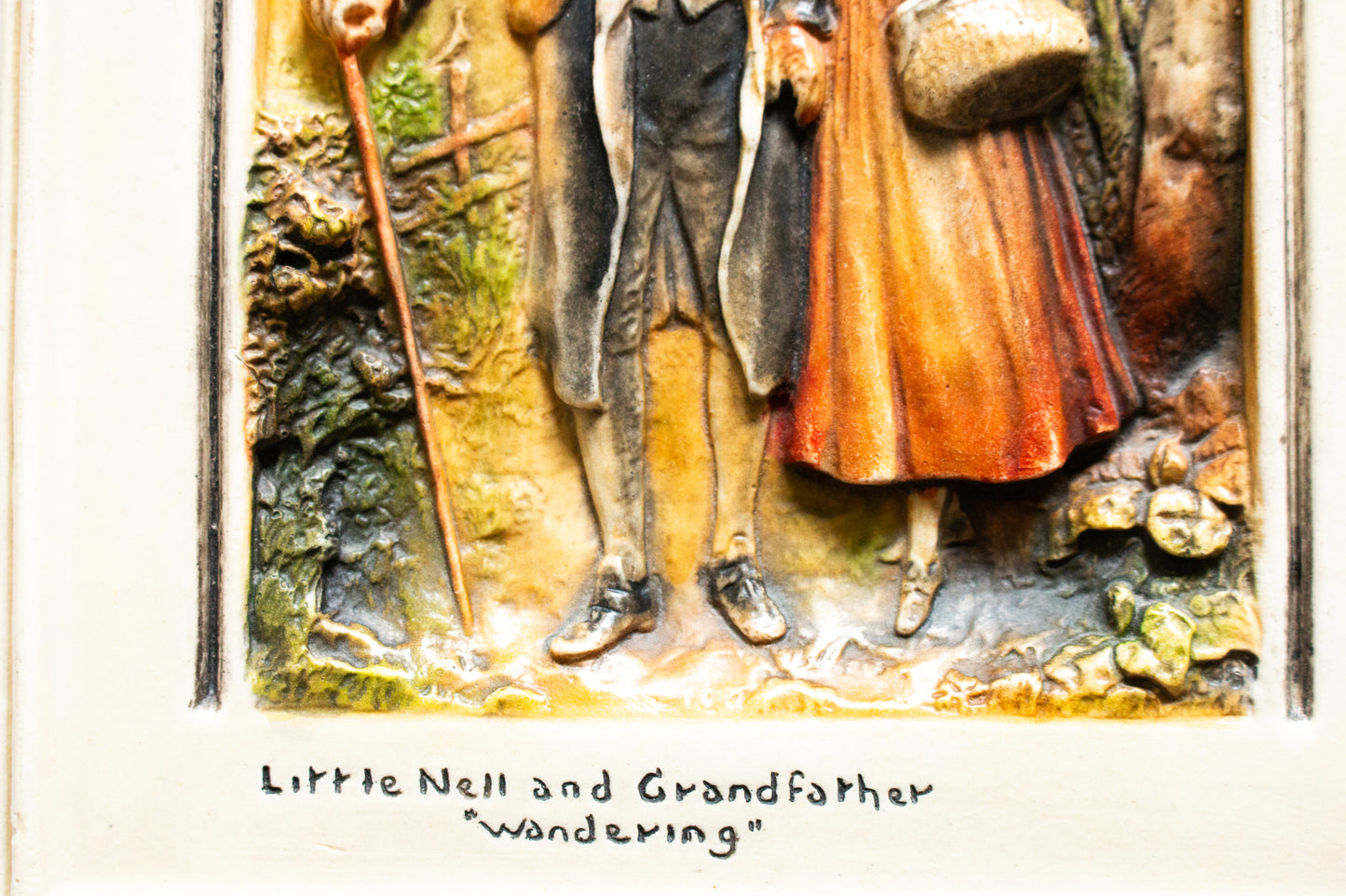 Osborne Ivorex Charles Dickens Wall Plaque 'Little Nell and Grandfather "Wandering"'