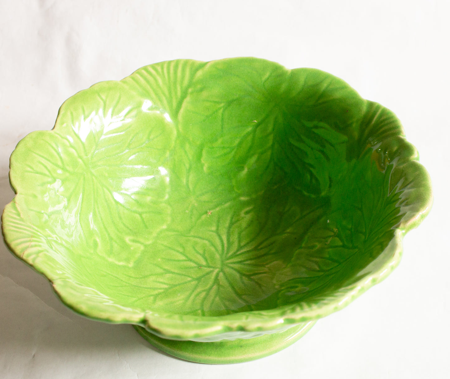 Shorter and Sons Large Green Majolica Footed Serving Dish