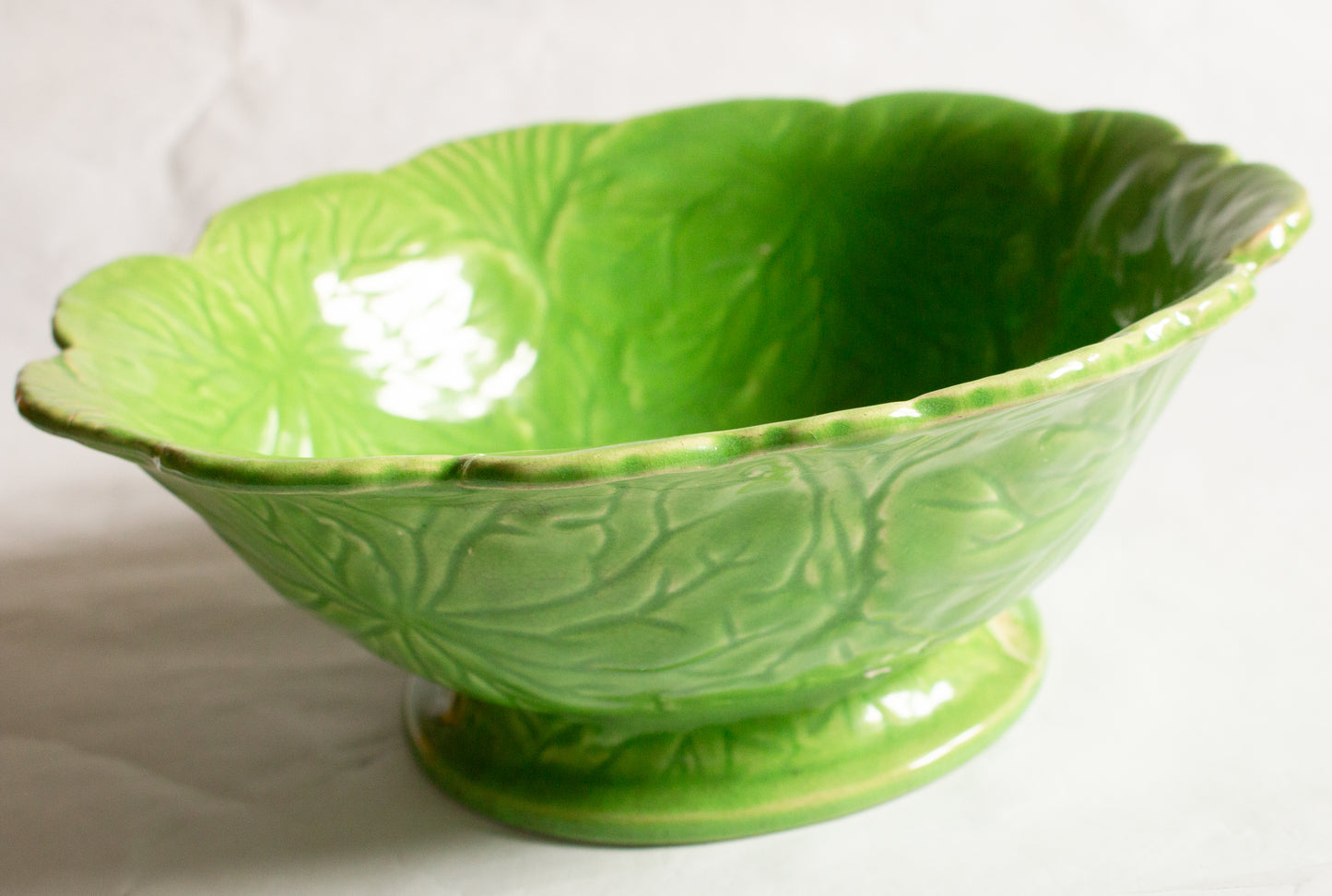 Shorter and Sons Large Green Majolica Footed Serving Dish