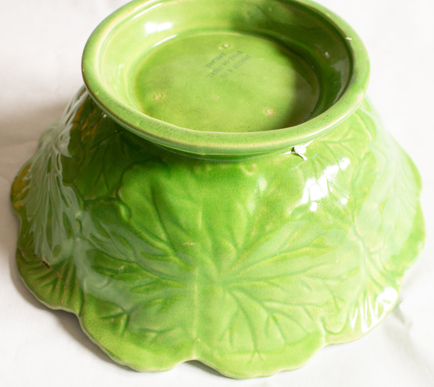 Shorter and Sons Large Green Majolica Footed Serving Dish