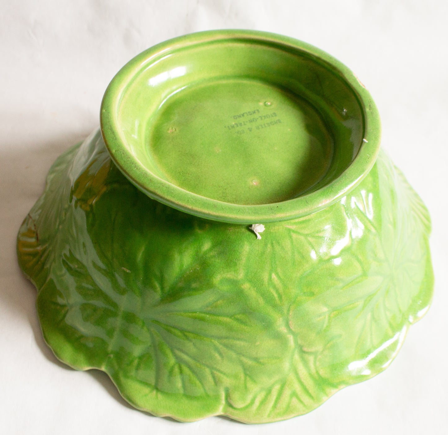 Shorter and Sons Large Green Majolica Footed Serving Dish