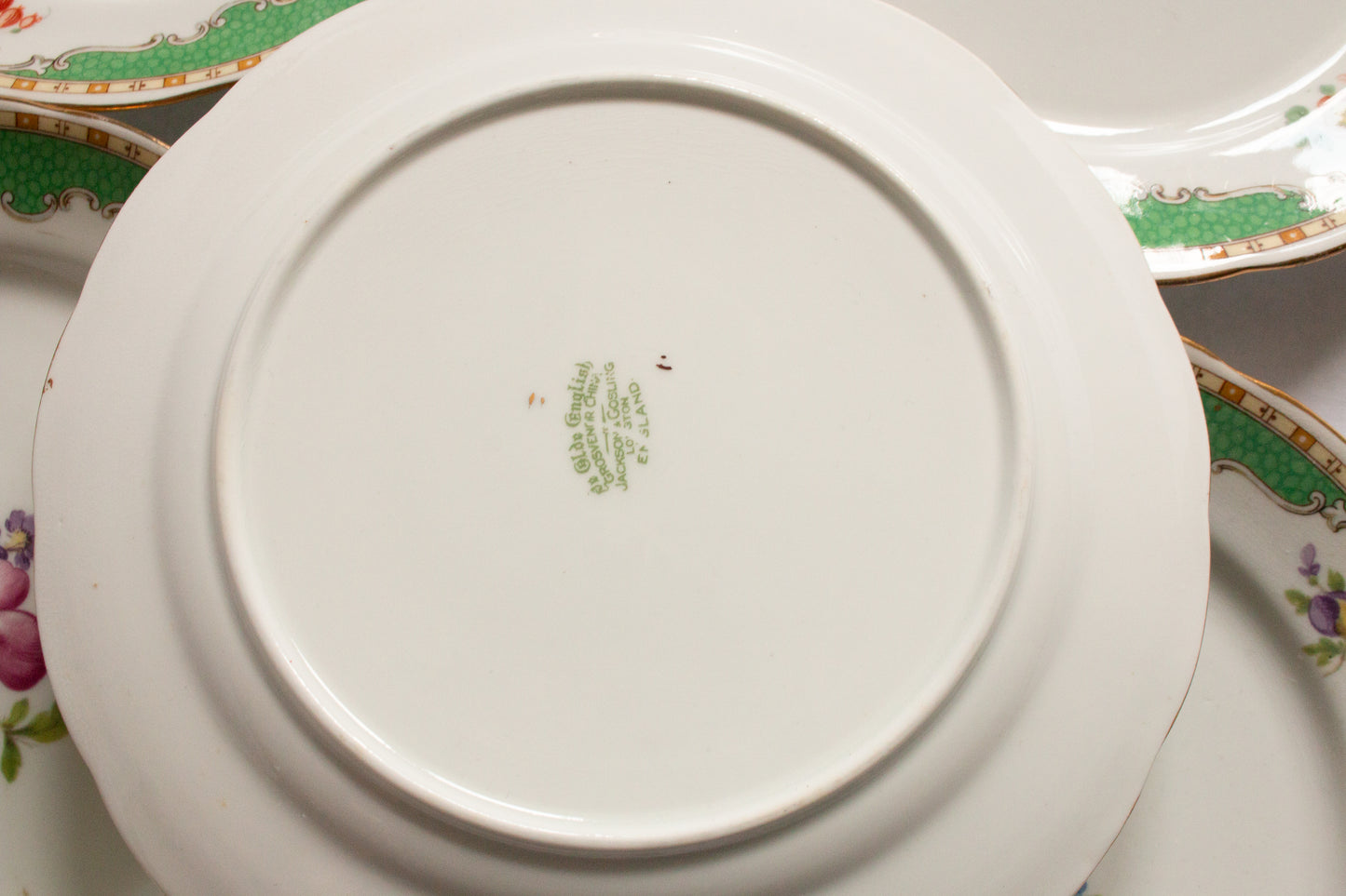 Grosvenor China 'Ye Olde English' Pattern Green and Floral Side Plates (6)