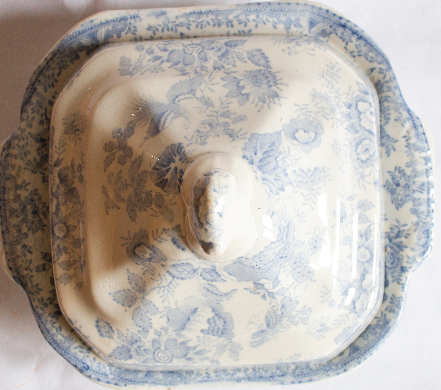 Antique Blue and White 'Asiatic Pheasants' Transferware Lidded Tureen