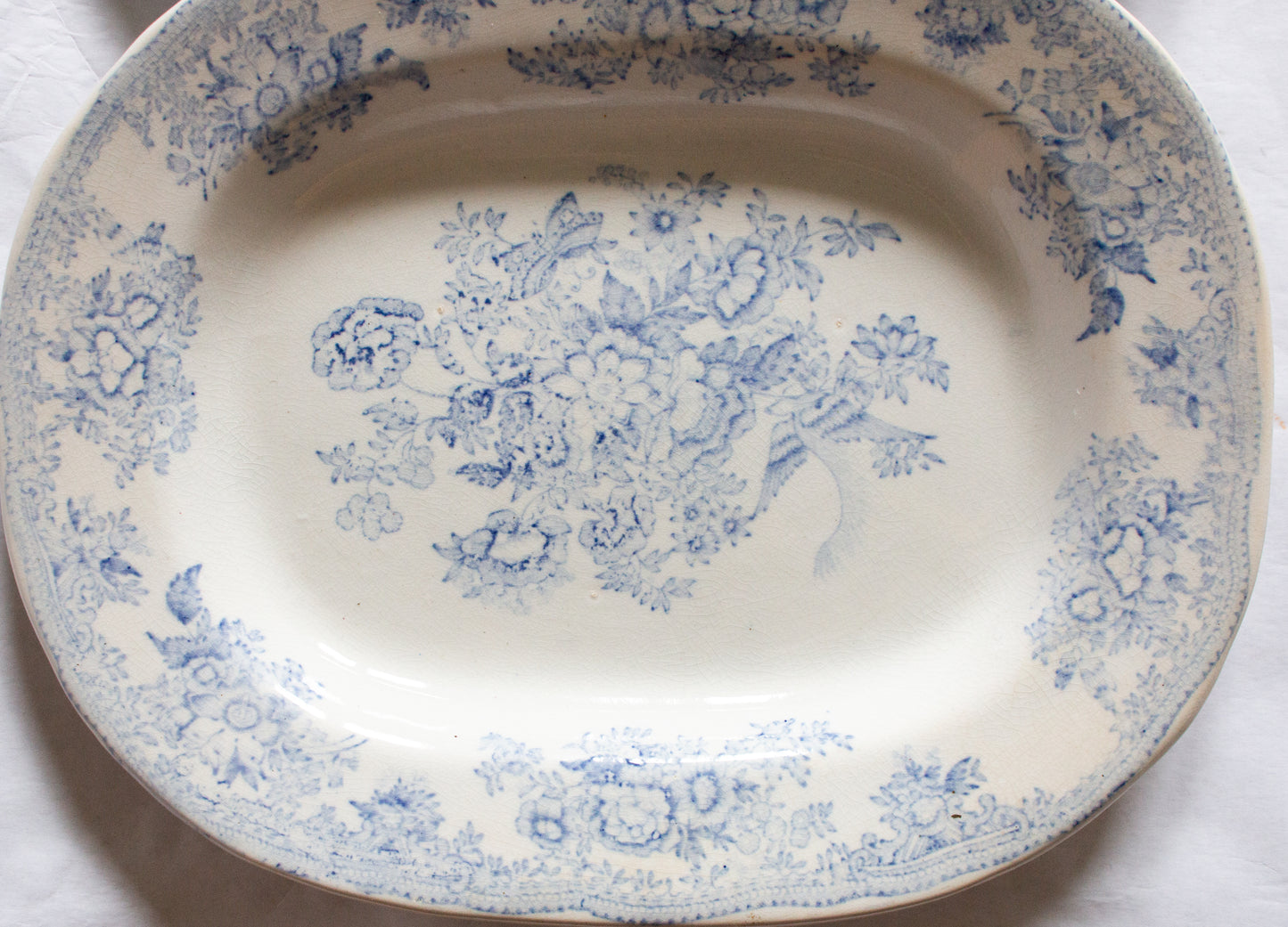 Antique Barkers & Kent 'Asiatic Pheasants' Pattern Blue and White Transferware Small Oval Serving Plates (2)