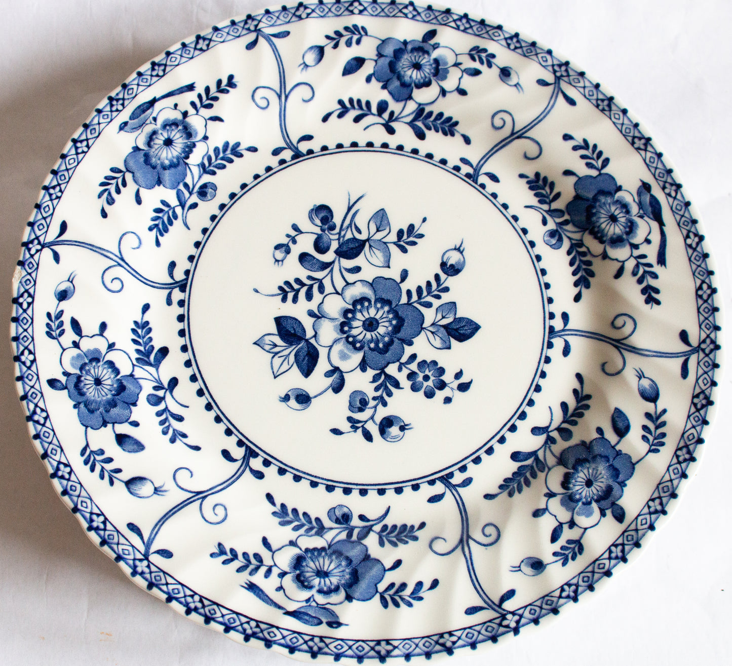 Johnson Bros. 'Indies' Pattern Blue and White Transferware Dinner Plates (6)