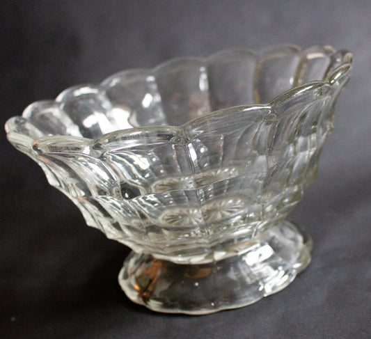 Moulded and Footed Glass Dessert or Fruit Bowl