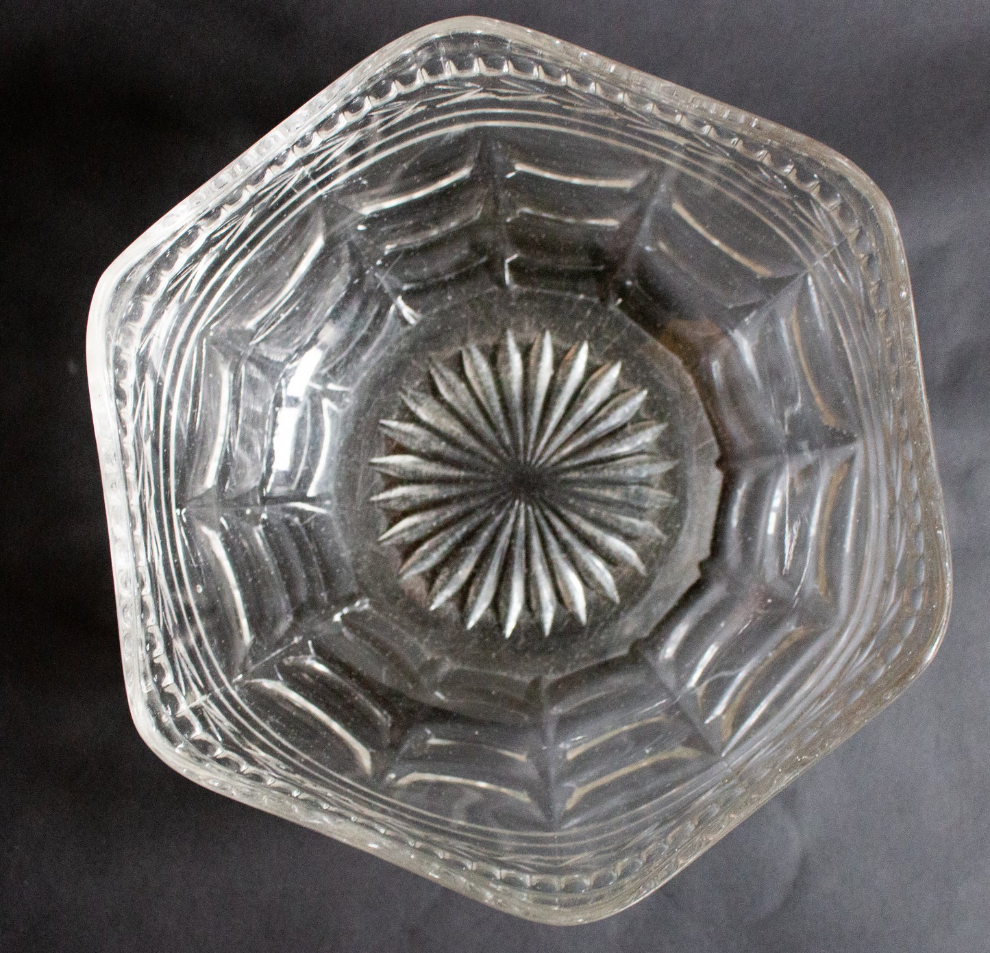 Hexagonal Moulded Glass Dessert or Fruit Bowl