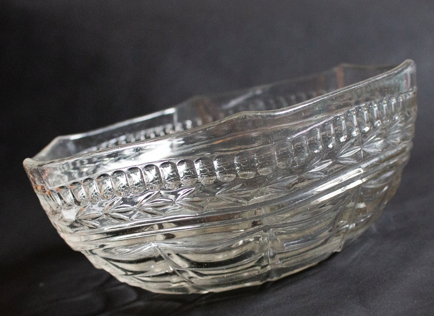 Hexagonal Moulded Glass Dessert or Fruit Bowl