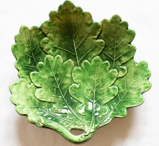 Vintage Green Italian Majolica Leaf Dish