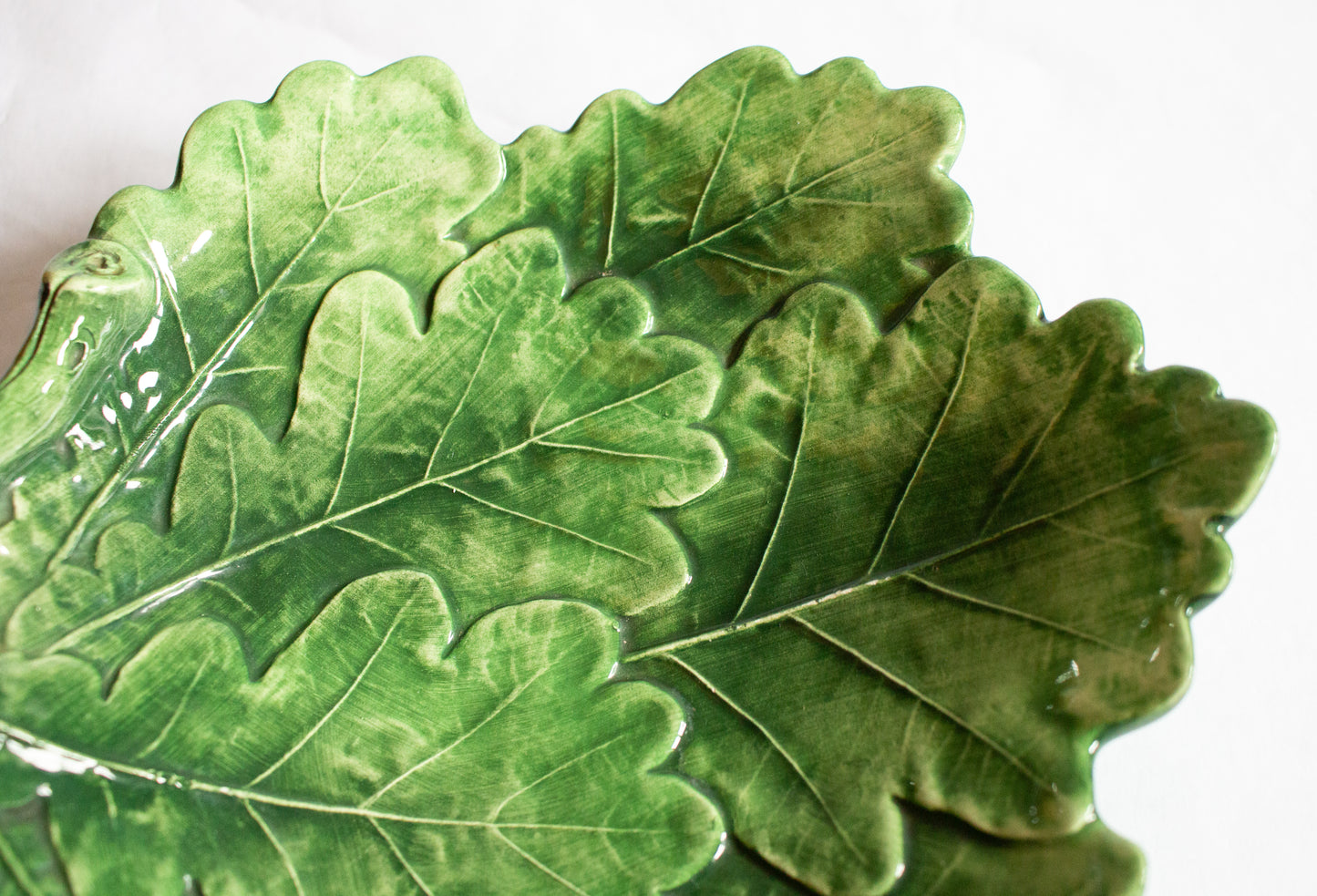 Vintage Green Italian Majolica Leaf Dish