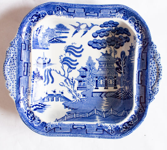 Wedgwood 'Willow' Pattern Blue and White Transferware Tureen Base