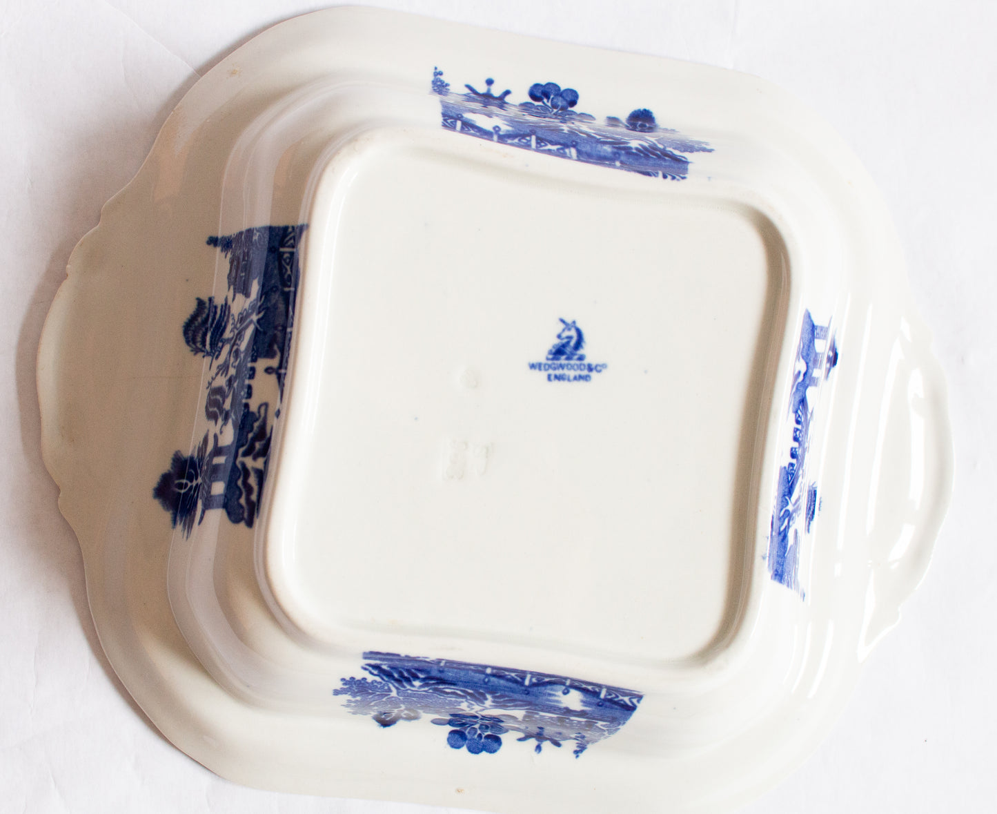 Wedgwood 'Willow' Pattern Blue and White Transferware Tureen Base