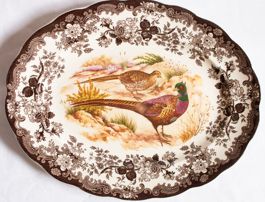 Royal Worcester Palissy England 'Game Series' Pattern Large Brown and White Serving Platter