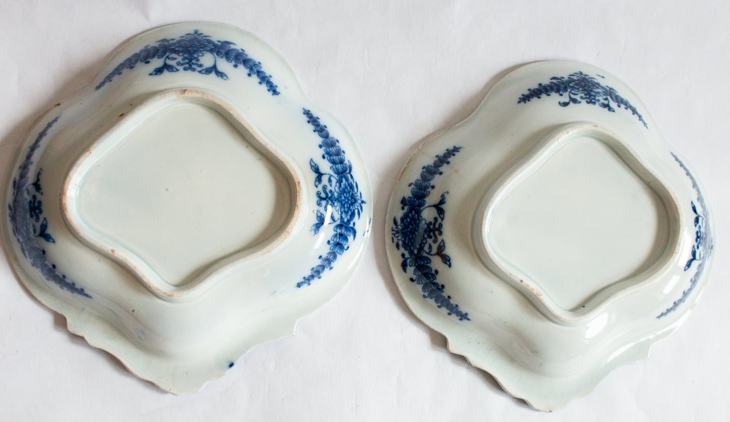 Blue and White Transferware Serving Dishes with Moulded Detail (2)