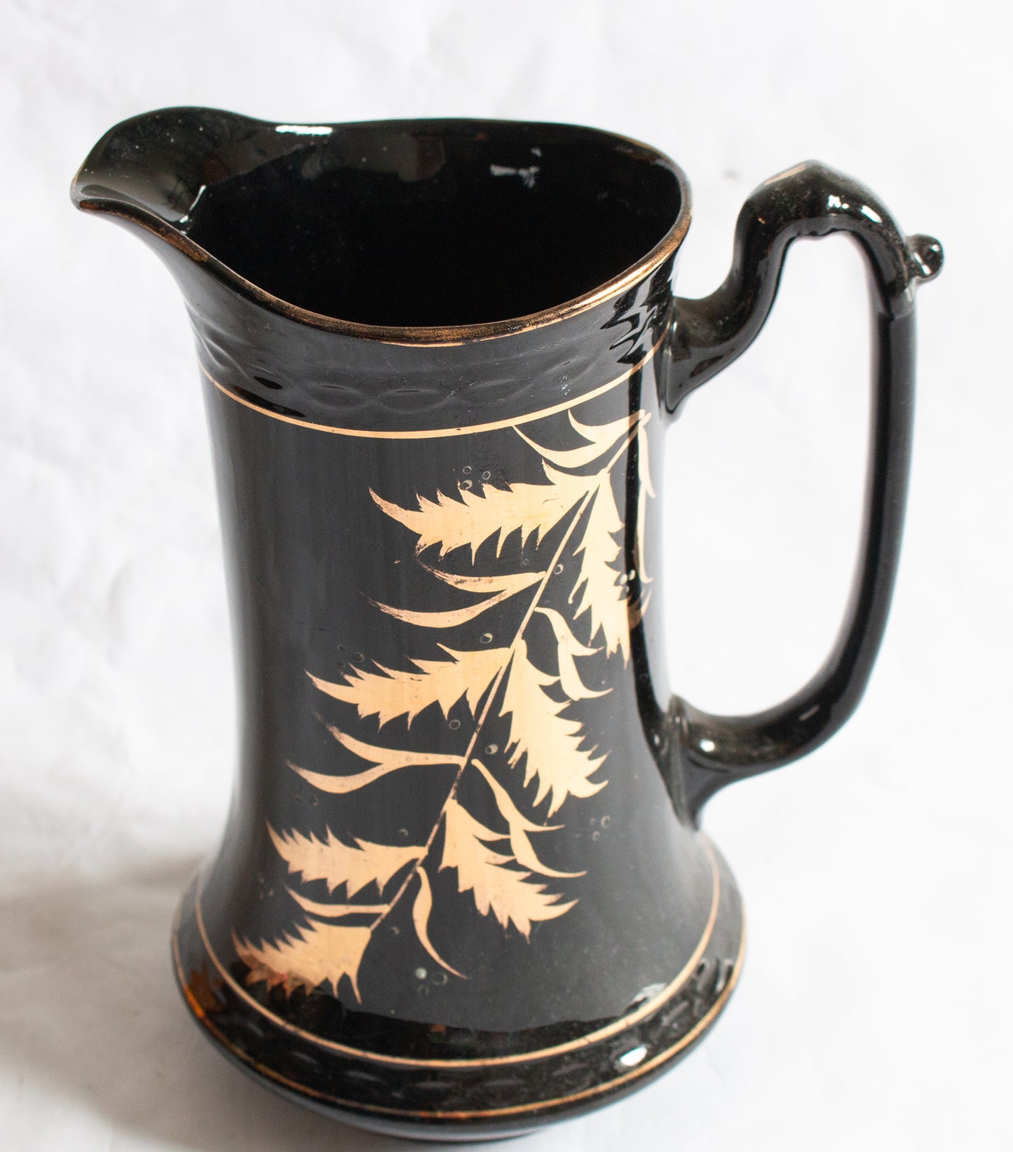 Antique Jackfield Black and Gold Jug