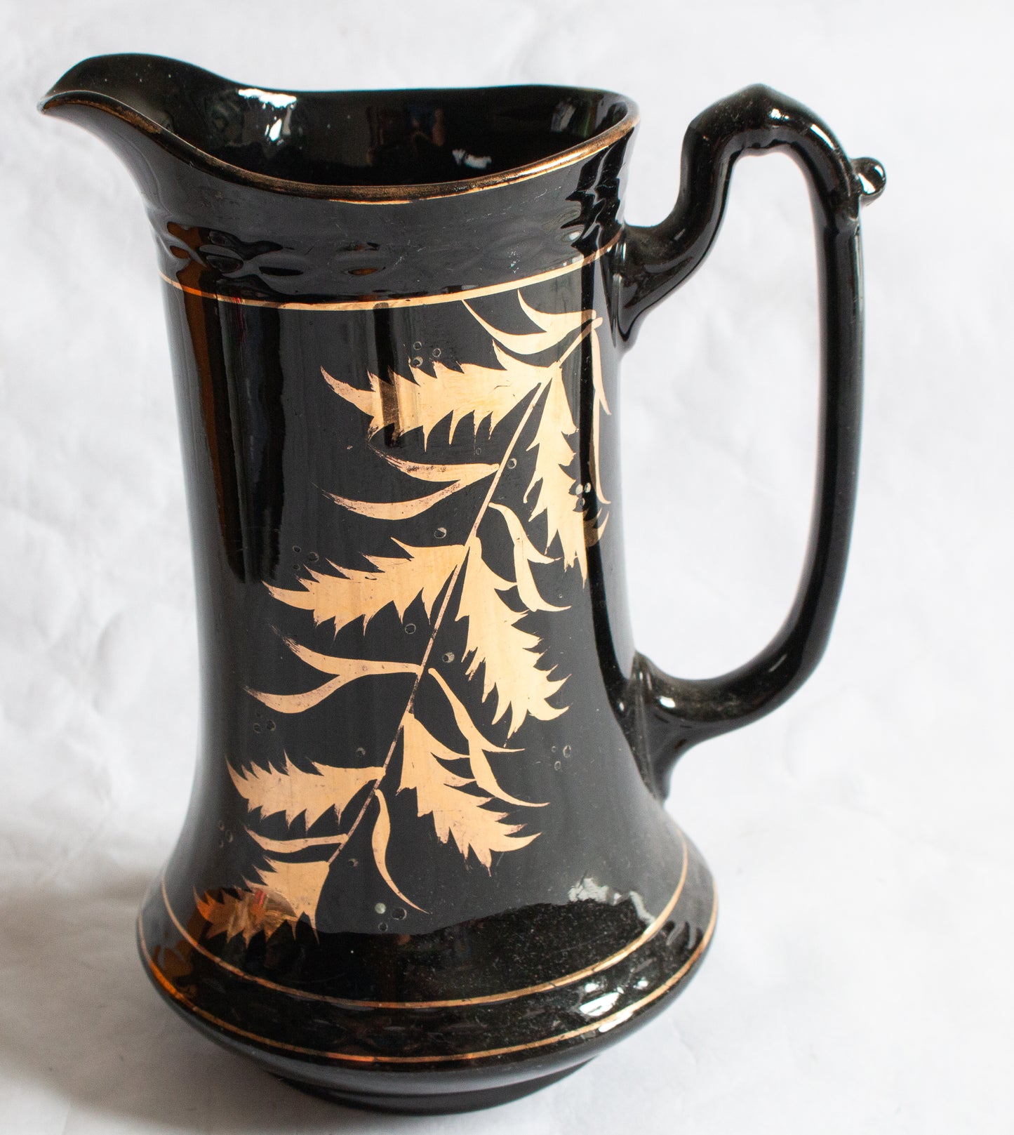 Antique Jackfield Black and Gold Jug