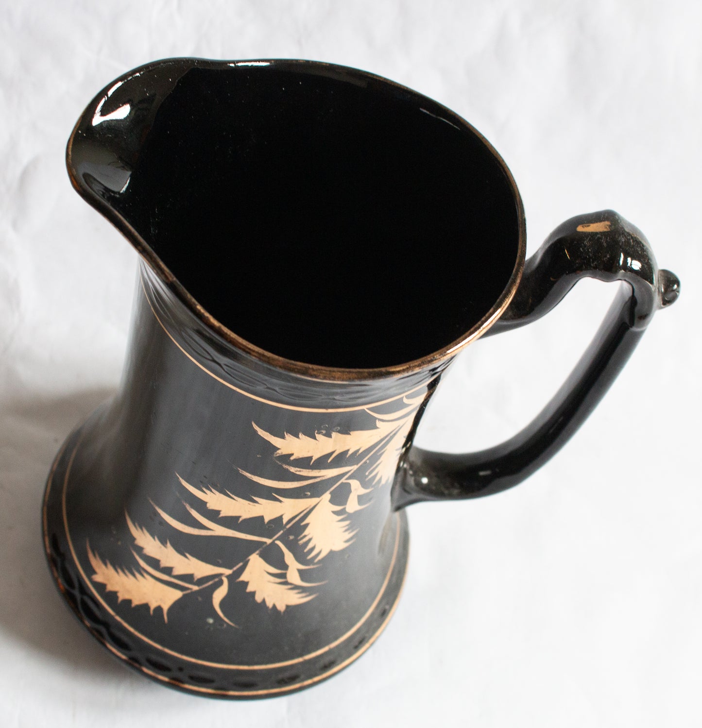 Antique Jackfield Black and Gold Jug