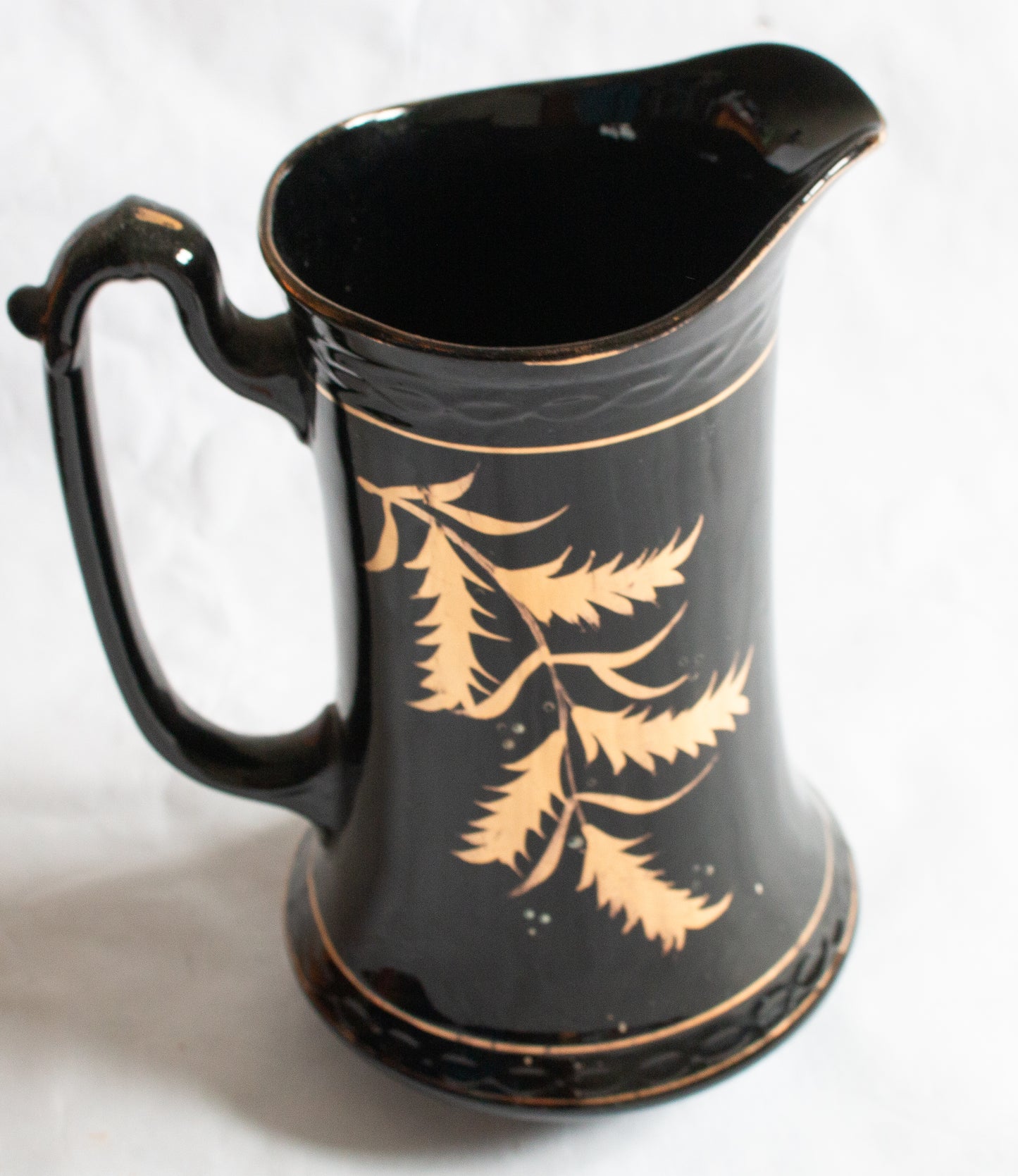 Antique Jackfield Black and Gold Jug