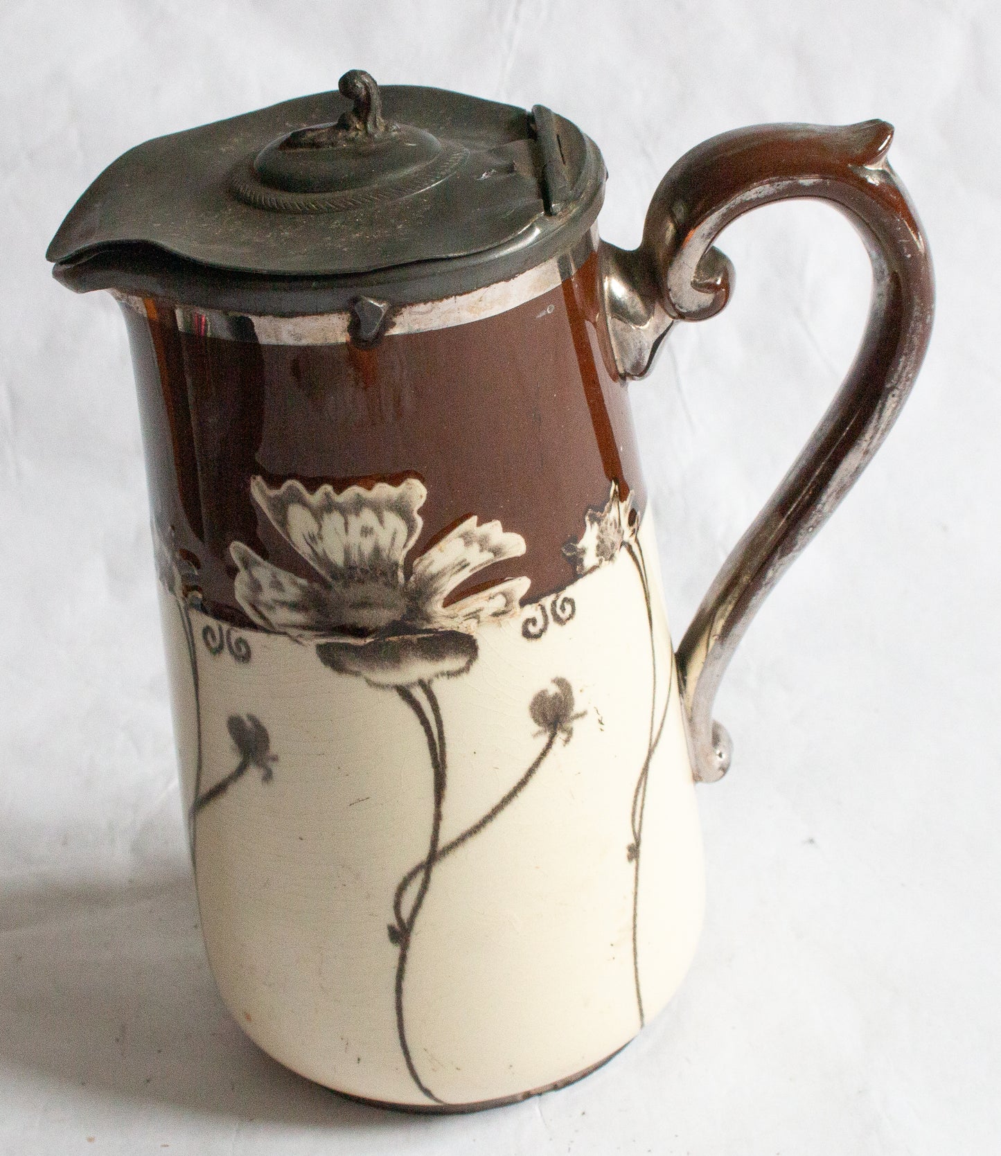 G. & S. Ltd. 'Silvoe Art Ware' Burslem Jug with Original Pewter Lid