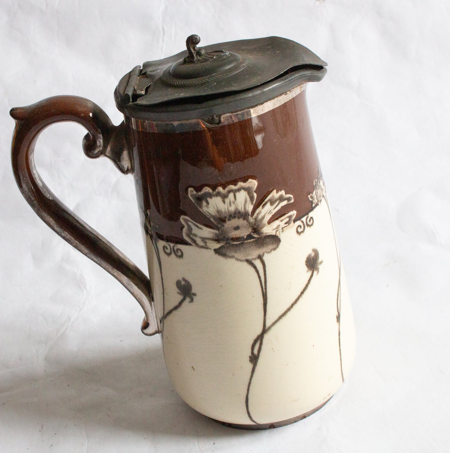 G. & S. Ltd. 'Silvoe Art Ware' Burslem Jug with Original Pewter Lid