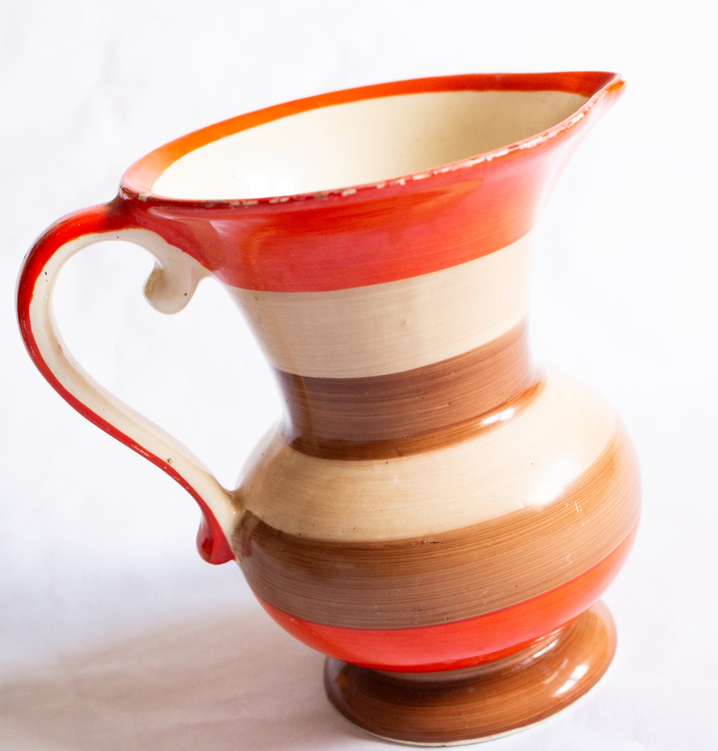 Bewley Pottery Orange Striped Art Deco Jug