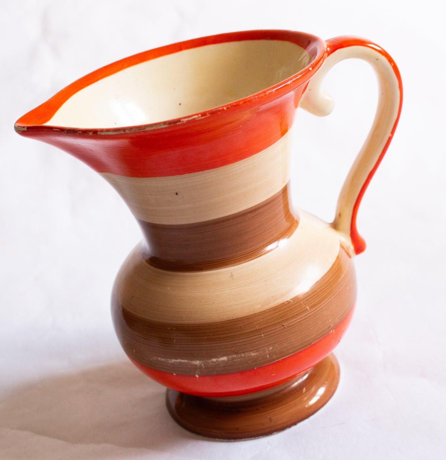 Bewley Pottery Orange Striped Art Deco Jug