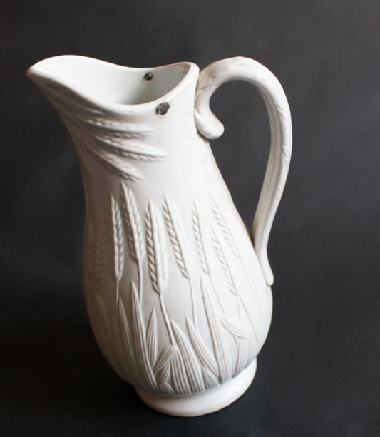 Antique Parian Ware Jug with Wheat Motif