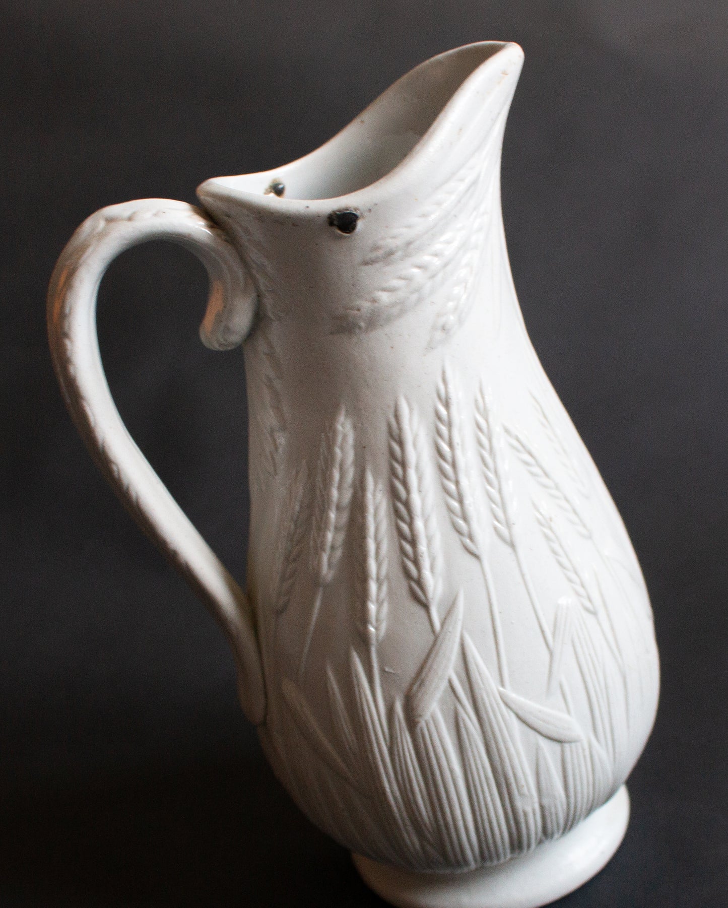 Antique Parian Ware Jug with Wheat Motif