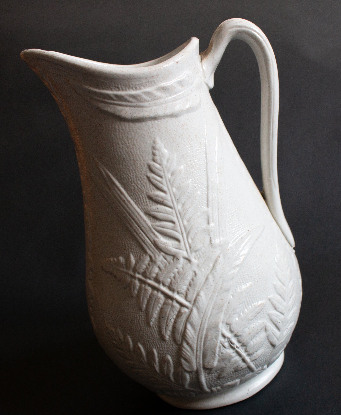 Antique Parian Ware Jug with Ferns and Grasses Motifs