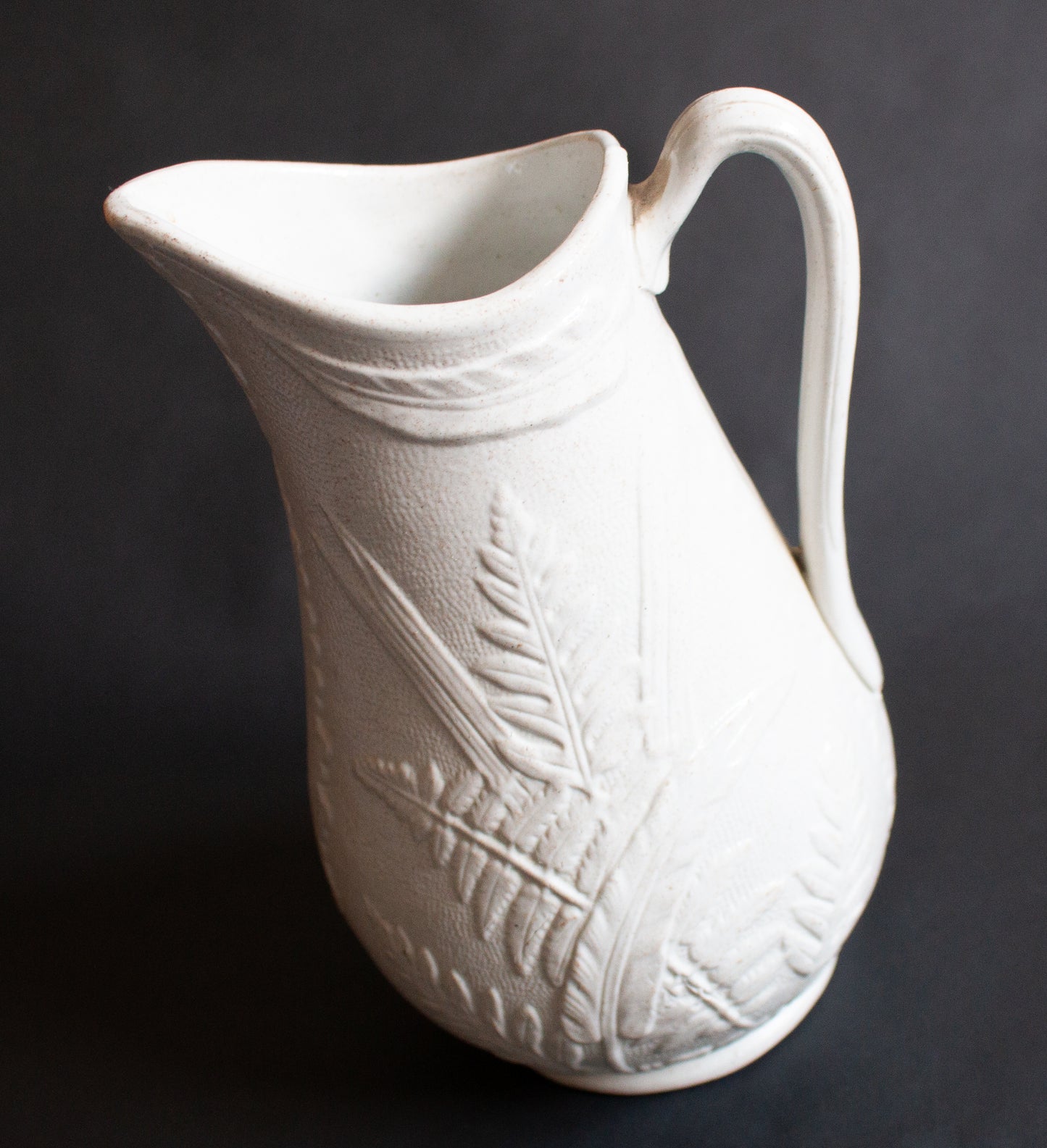 Antique Parian Ware Jug with Ferns and Grasses Motifs