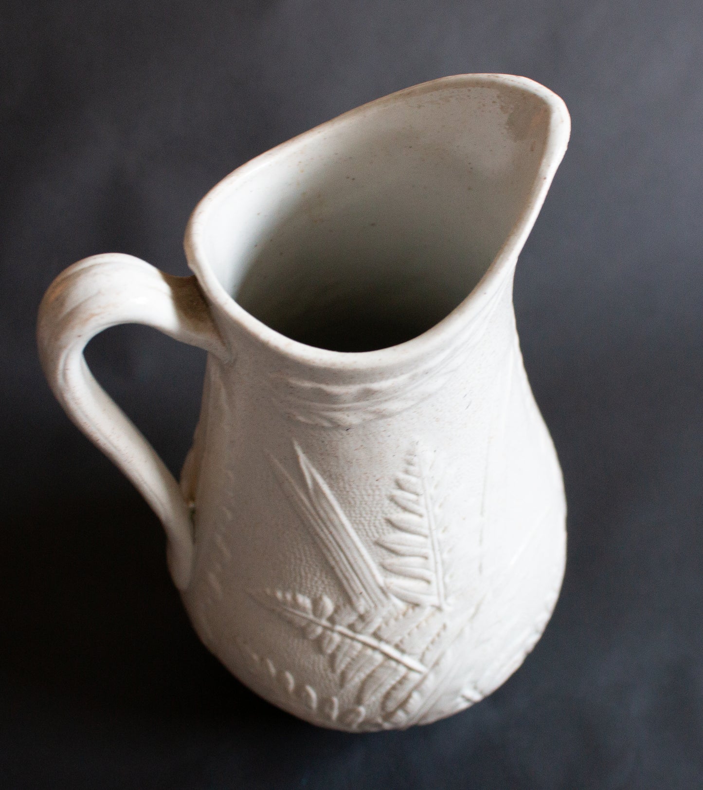 Antique Parian Ware Jug with Ferns and Grasses Motifs