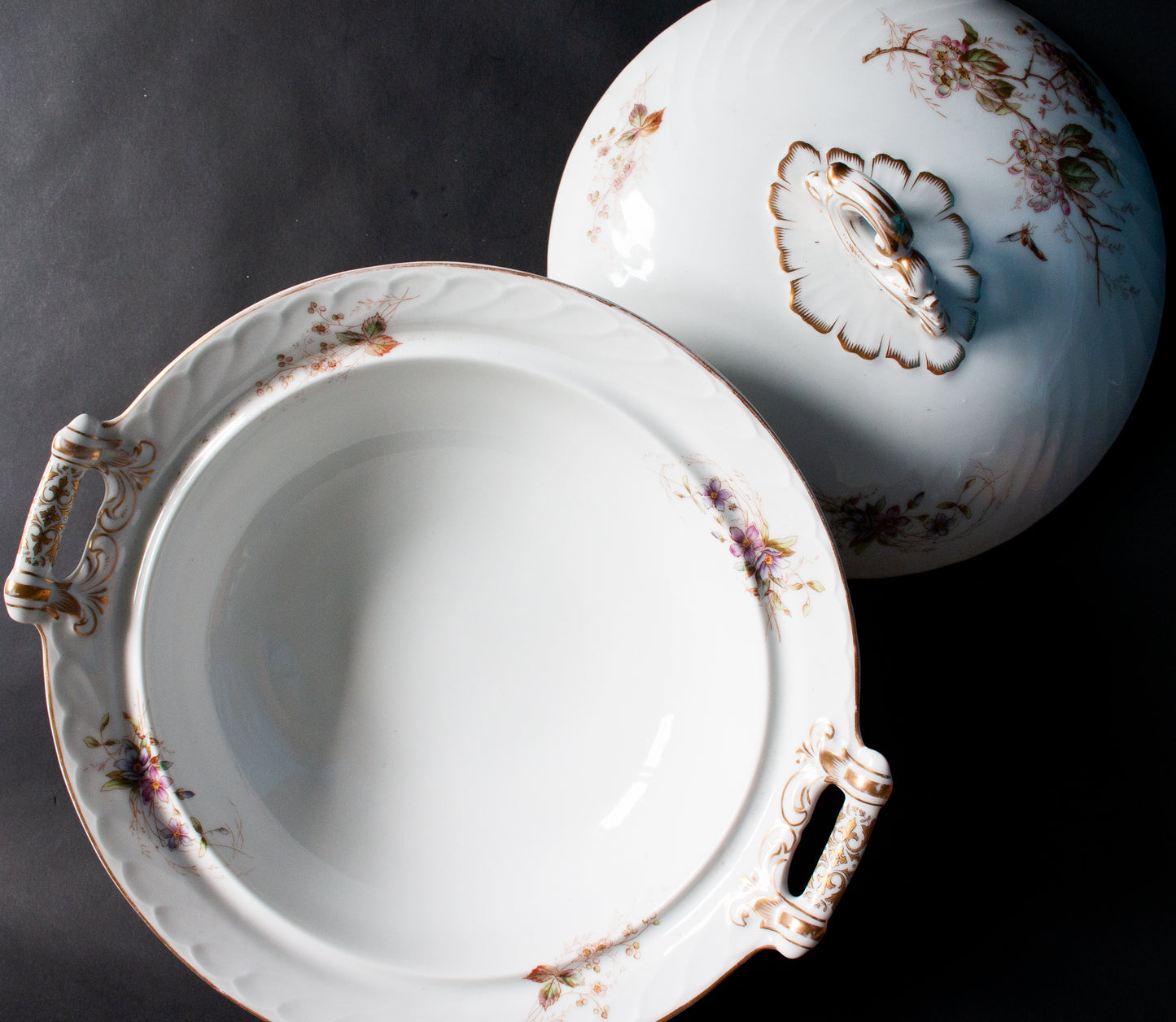 Large Floral and Gold Lidded Tureen,