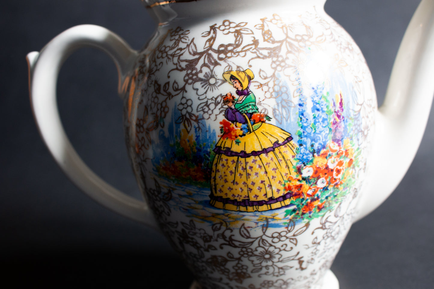 Ridgway Lawley England Bone China 'Crinoline Lady' Teapot or Coffee Pot