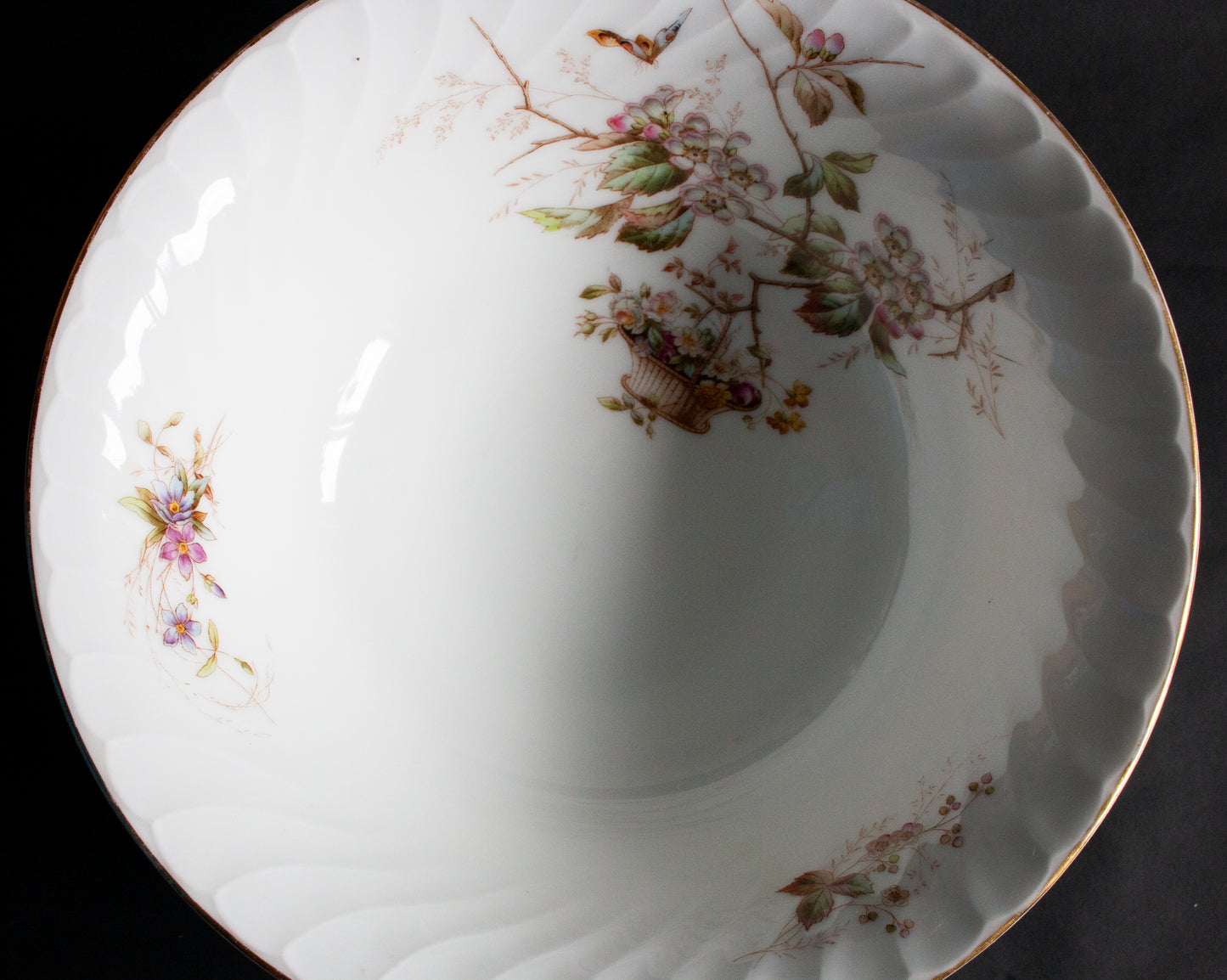 Large Floral and Gold Serving Bowls (2)