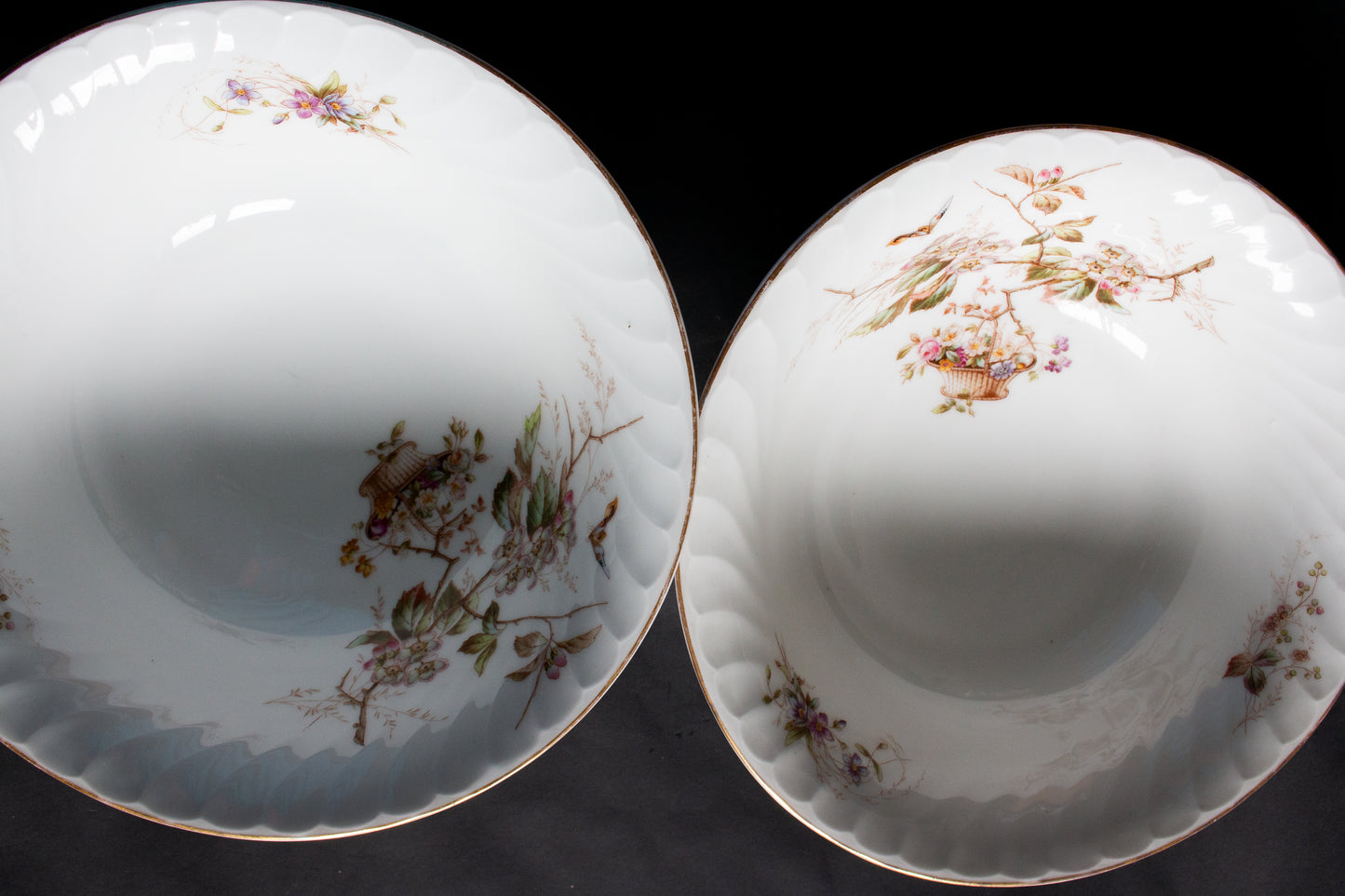 Large Floral and Gold Serving Bowls (2)