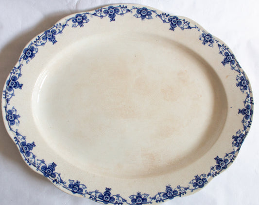 Large Antique Blue and White Transferware Meat Platter