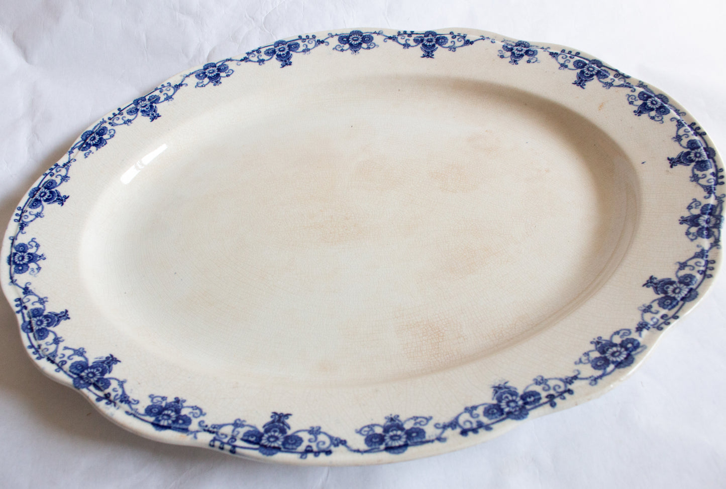 Large Antique Blue and White Transferware Meat Platter