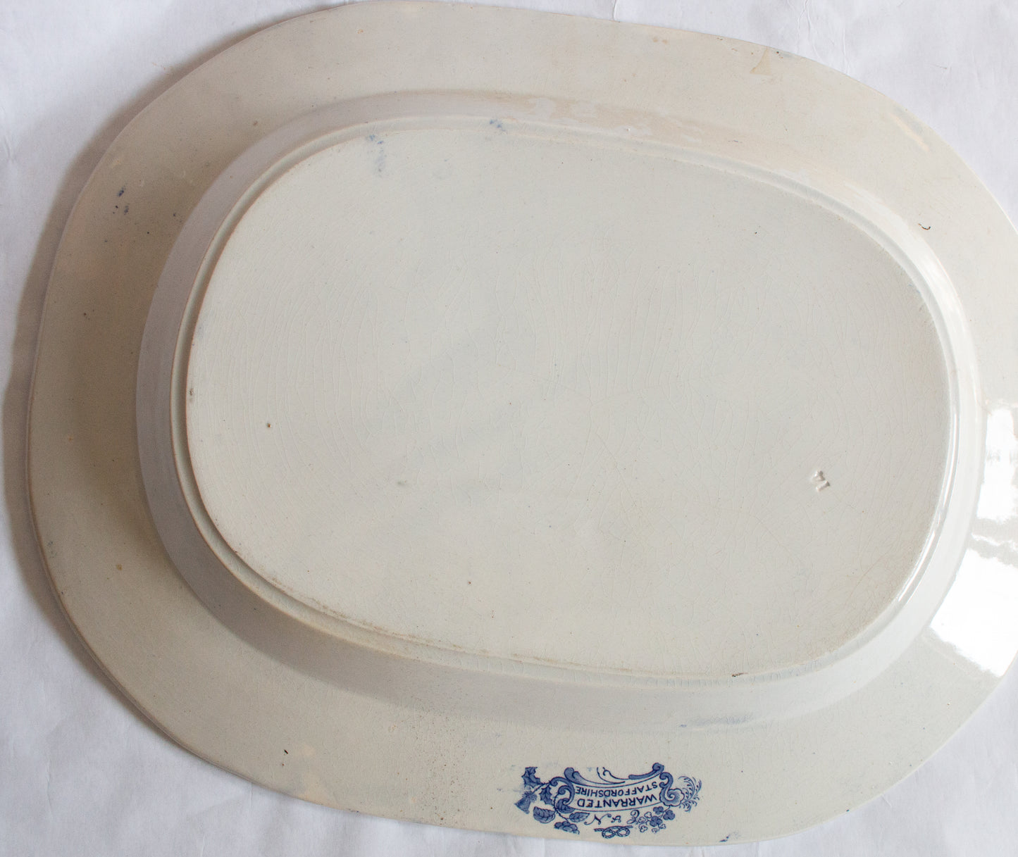 Antique 'Willow' Pattern Blue and White Transferware Serving Platter,