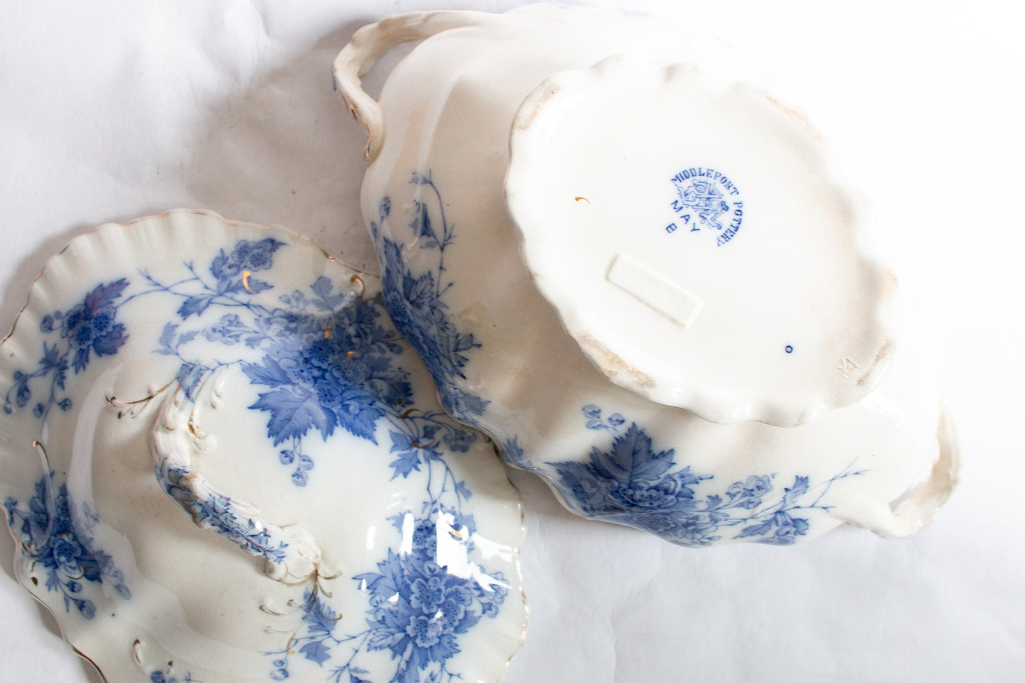 Middleport Pottery 'May' Pattern Flow Blue and White Transferware Lidded Tureen