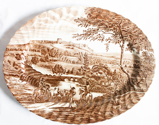 Johnson Bros. England 'Road to Windsor' Brown and White Transferware Serving Platter