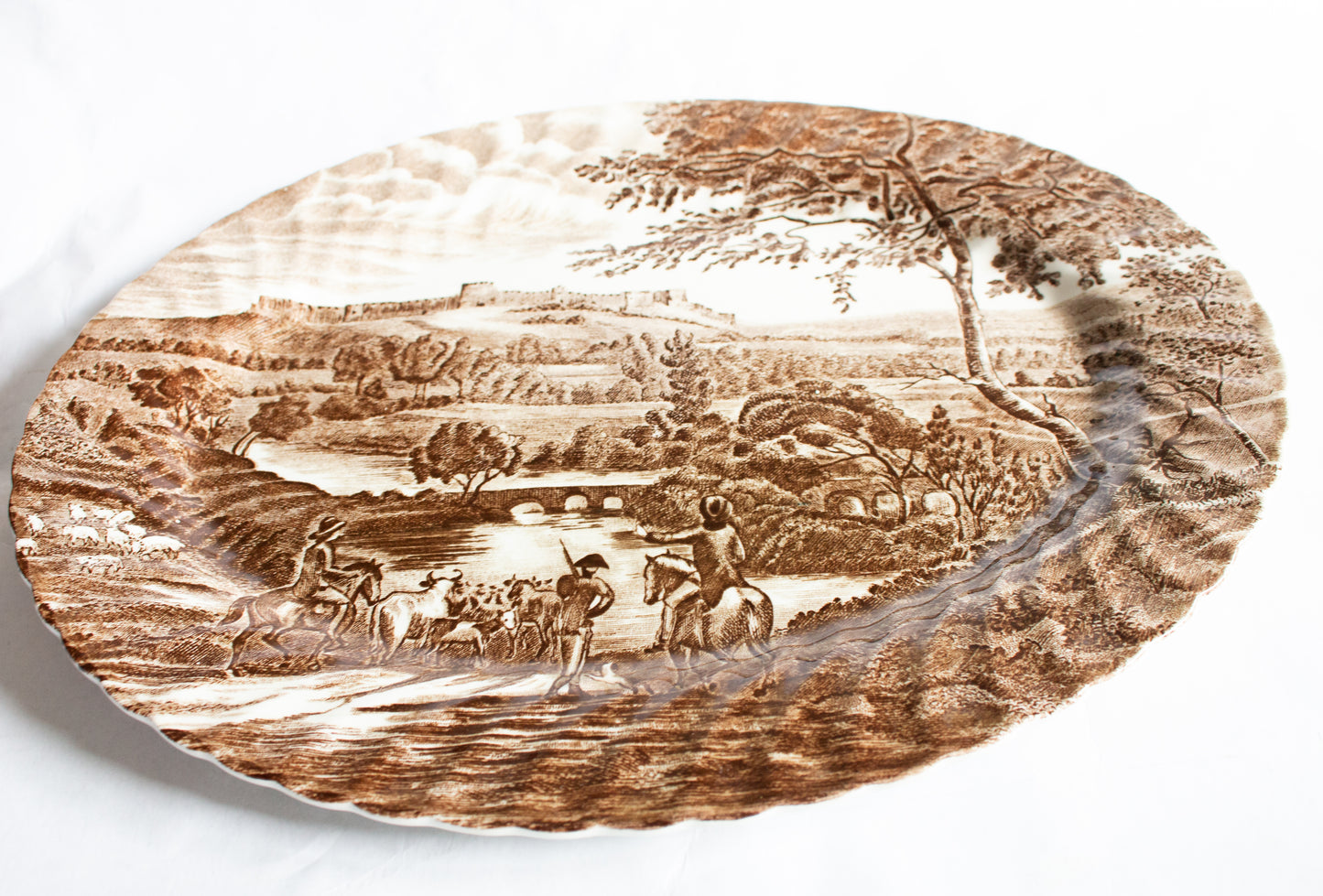 Johnson Bros. England 'Road to Windsor' Brown and White Transferware Serving Platter