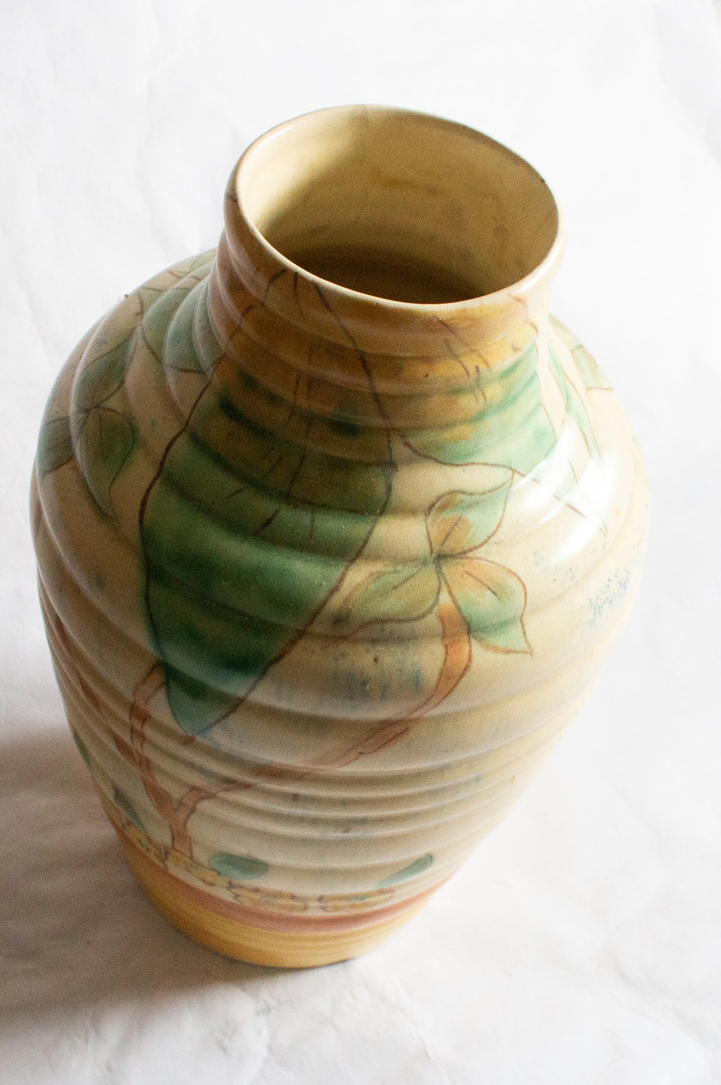 Large 'Regal' Ribbed Art Deco Vase