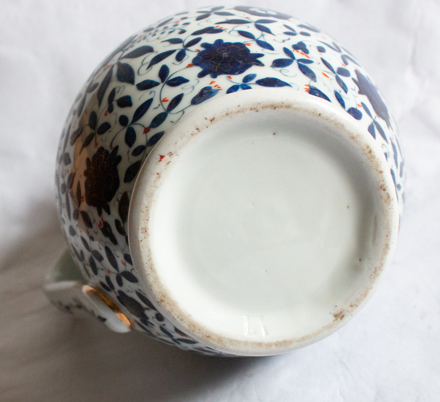 Vintage Blue and White Jug with Silver Plated Lid