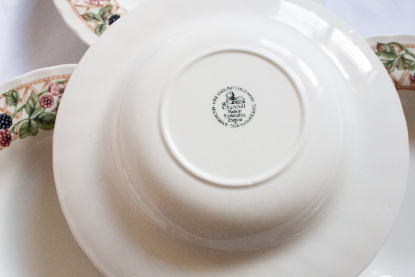 Copy of Alfred Meakin 'Fair Winds' Pattern Brown and White Transferware Rimmed Soup Plates (4)