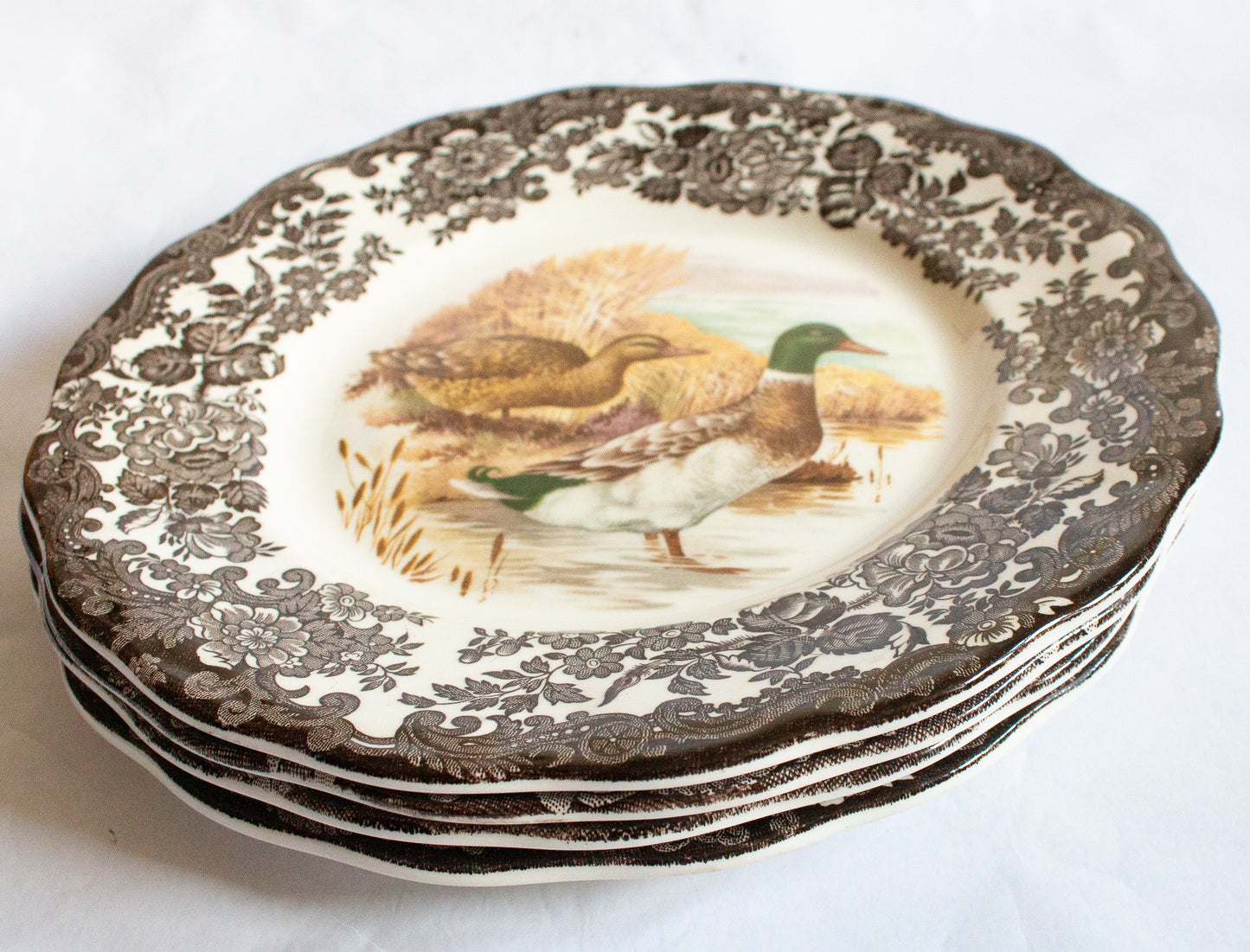 Royal Worcester Palissy 'Game Series' Brown Transferware 8.75" Plates (4)