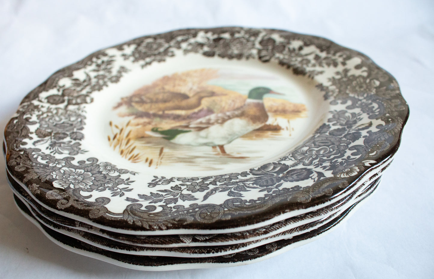 Royal Worcester Palissy 'Game Series' Brown Transferware 8.75" Plates (4)