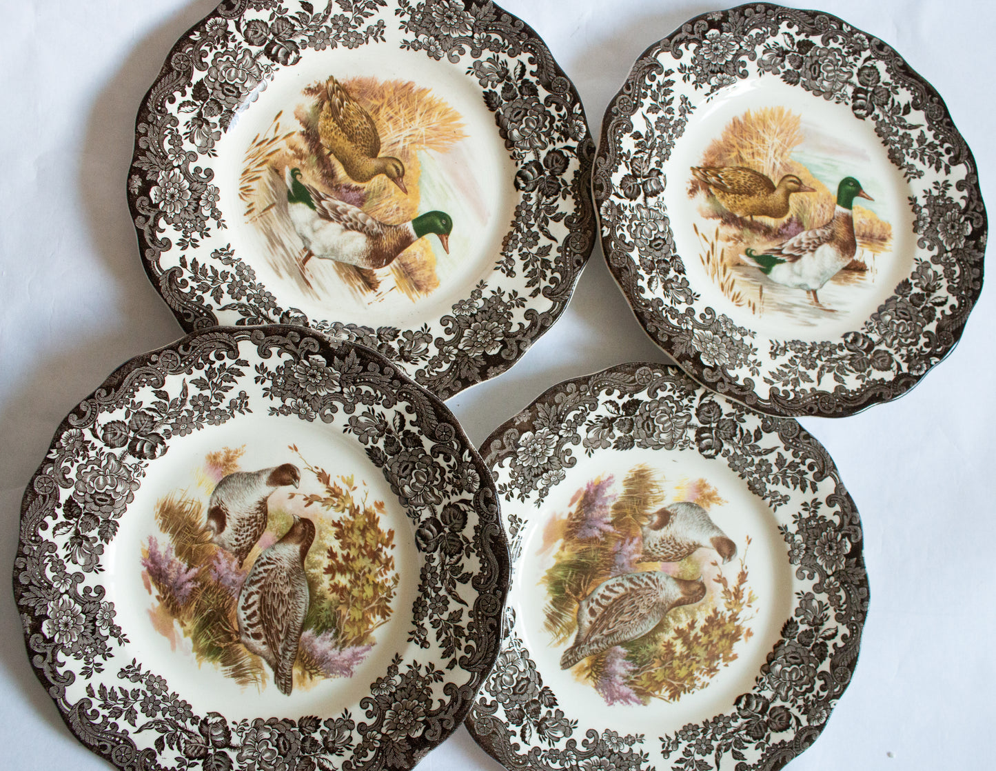 Royal Worcester Palissy 'Game Series' Brown Transferware 8.75" Plates (4)